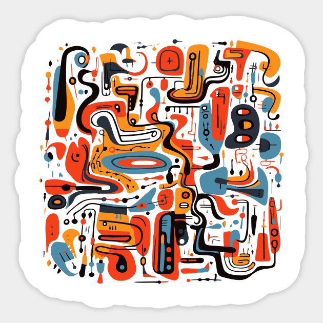 Mid Century Abstract Jazz Sticker by n23tees